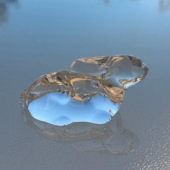 Small Clear Crystal Glass Sitting Bunny Rabbit Paperweight Collectible Figurine - Picture 3 of 8